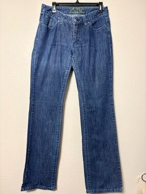 Kimes Ranch Jolene Blue Denim  Western Cowgirl Jeans Green Stitching Low Rise 10